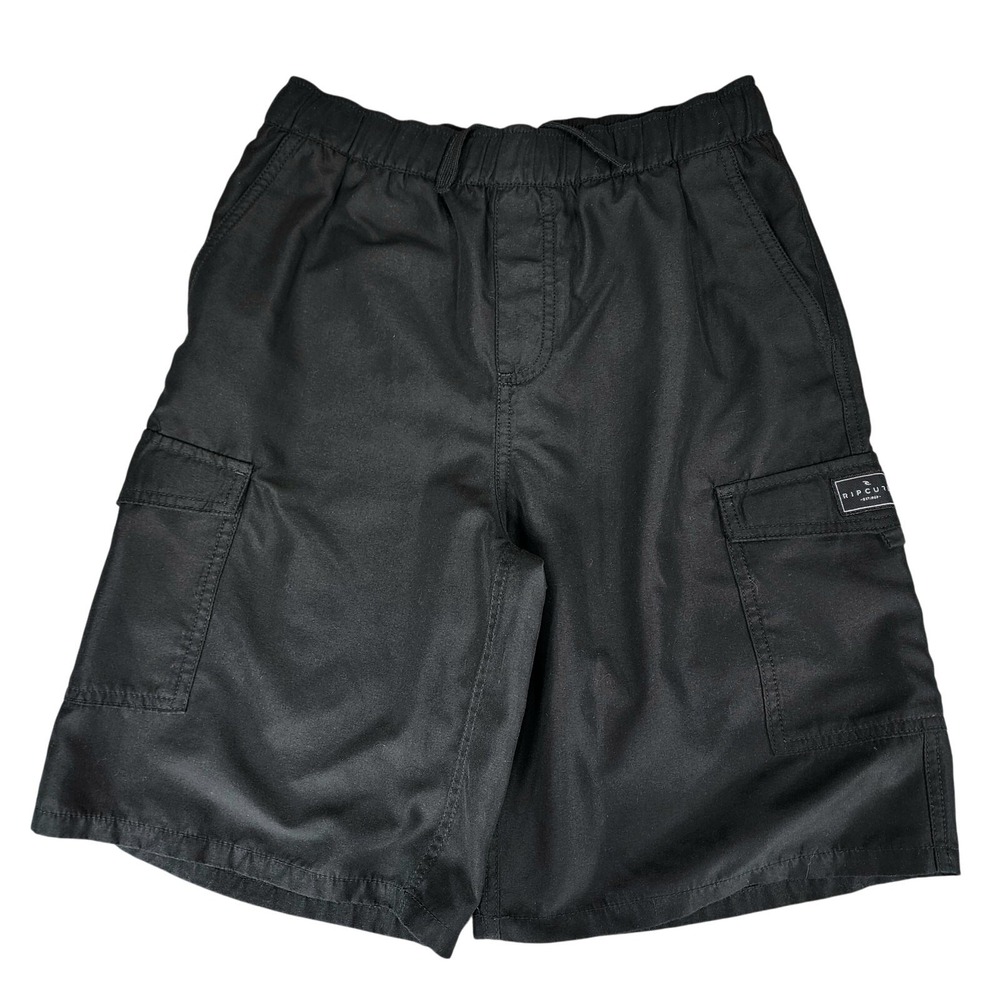 Rip Curl Cargo Shorts sz M Mens Black Silky 9" Hiking Camp Skater Preppy Utility